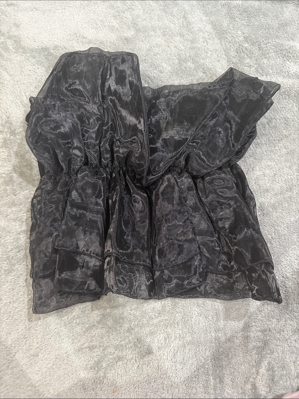 Zara Black Sheer Tiered A-Line Skirt